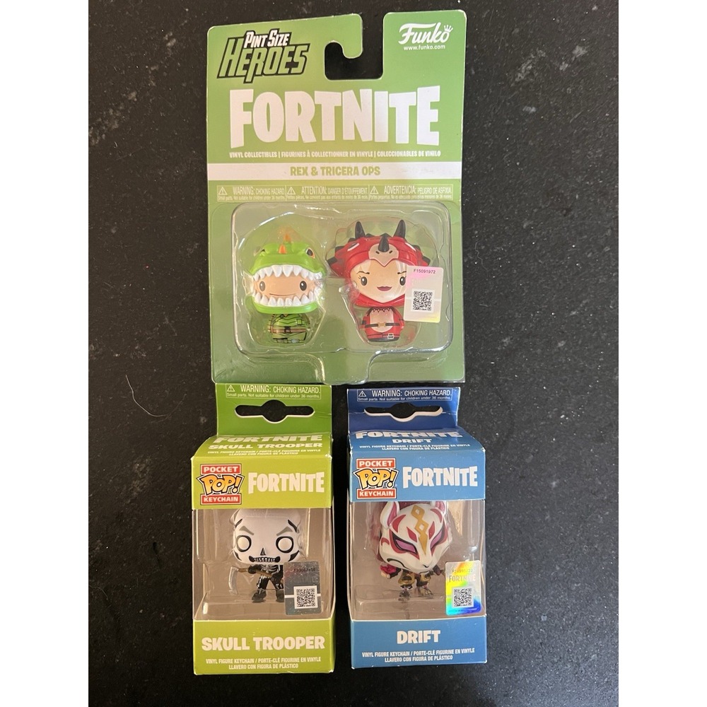 Funko Fortnite Lot Rex Tricera Ops Drift Skull Trooper Pocket Pop Keychains